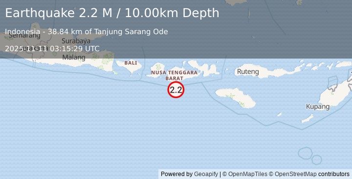 Earthquake Sumbawa Region, Indonesia (2.1 M) (2025-11-11 03:15:28 UTC)