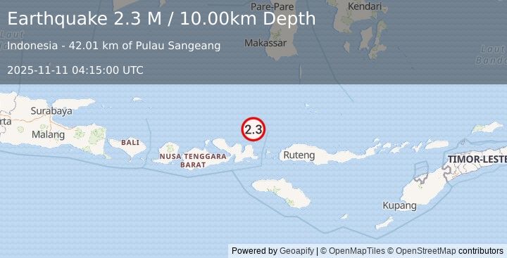 Earthquake Flores Sea (2.3 M) (2025-11-11 04:15:00 UTC)