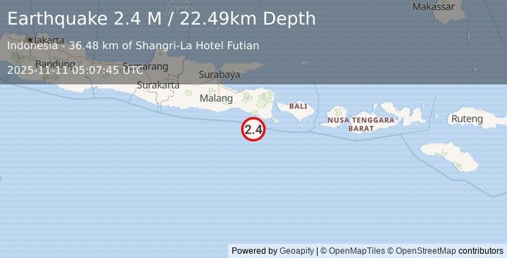 Earthquake Java, Indonesia (2.4 M) (2025-11-11 05:07:45 UTC)
