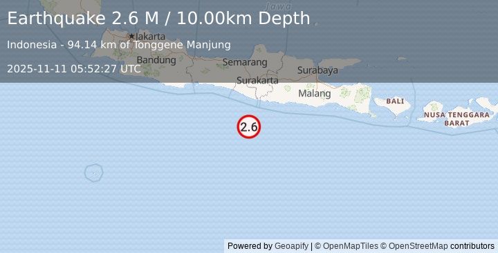 Earthquake Java, Indonesia (2.8 M) (2025-11-11 05:52:27 UTC)