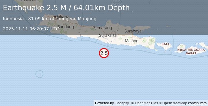 Earthquake Java, Indonesia (2.4 M) (2025-11-11 06:20:06 UTC)