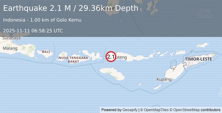 Earthquake Flores Region, Indonesia (2.1 M) (2025-11-11 06:58:25 UTC)