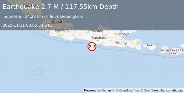 Earthquake Java, Indonesia (2.8 M) (2025-11-11 08:05:34 UTC)