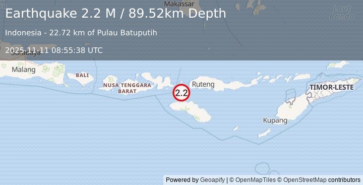 Earthquake Flores Region, Indonesia (2.2 M) (2025-11-11 08:55:36 UTC)