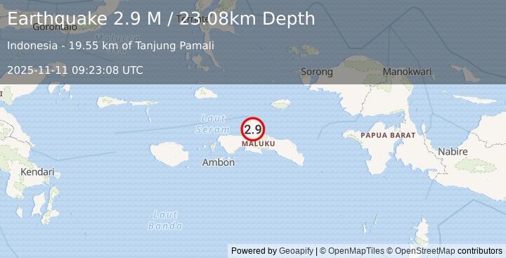 Earthquake Seram, Indonesia (2.9 M) (2025-11-11 09:23:08 UTC)