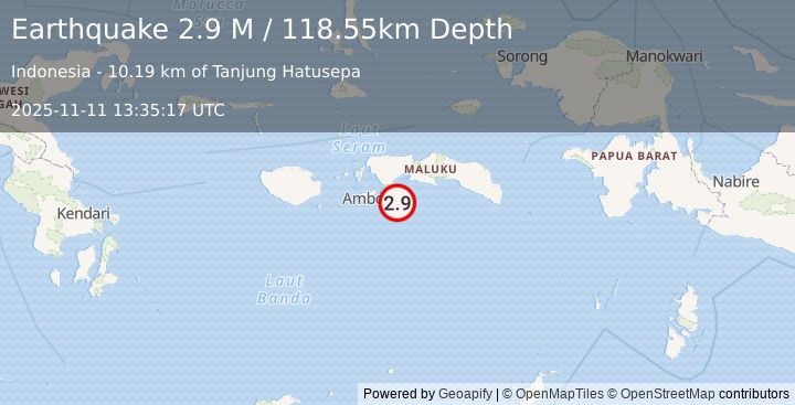 Earthquake Seram, Indonesia (2.9 M) (2025-11-11 13:35:17 UTC)
