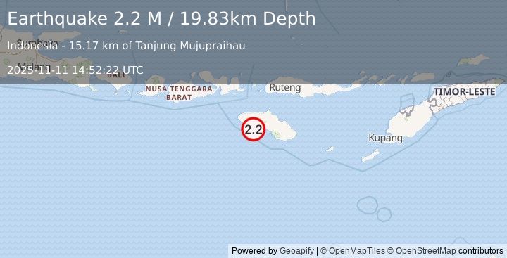 Earthquake Sumba Region, Indonesia (2.0 M) (2025-11-11 14:52:24 UTC)