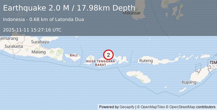Earthquake Sumbawa Region, Indonesia (2.0 M) (2025-11-11 15:27:16 UTC)
