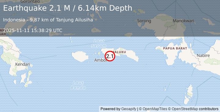 Earthquake Seram, Indonesia (2.1 M) (2025-11-11 15:38:29 UTC)