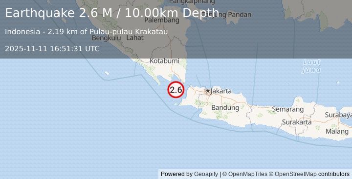 Earthquake Sunda Strait, Indonesia (2.4 M) (2025-11-11 16:51:31 UTC)