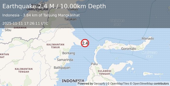 Earthquake Borneo (2.4 M) (2025-11-11 17:26:11 UTC)