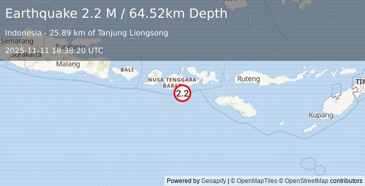 Earthquake Sumbawa Region, Indonesia (2.2 M) (2025-11-11 18:38:20 UTC)