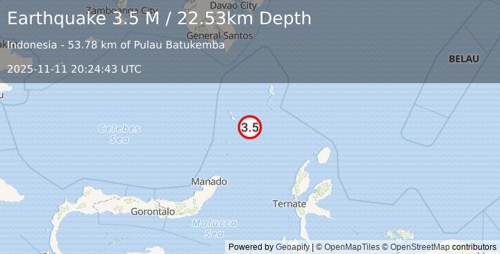 Earthquake Talaud Islands, Indonesia (3.5 M) (2025-11-11 20:24:43 UTC)