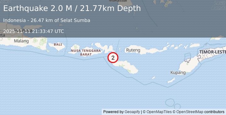 Earthquake Sumba Region, Indonesia (2.0 M) (2025-11-11 21:33:47 UTC)