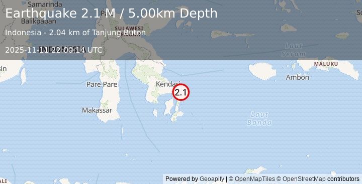Earthquake Banda Sea (2.1 M) (2025-11-11 22:00:14 UTC)