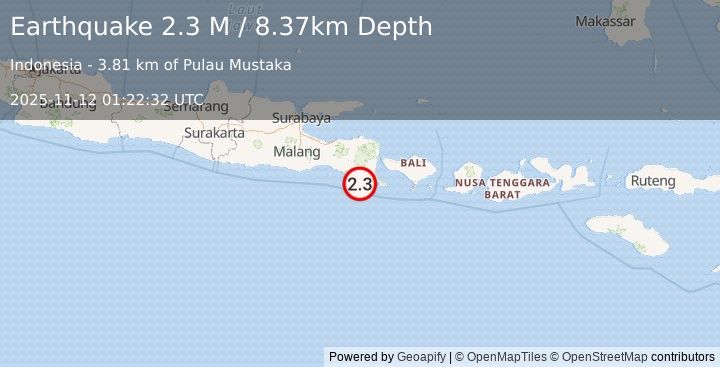 Earthquake Bali Region, Indonesia (2.3 M) (2025-11-12 01:22:32 UTC)