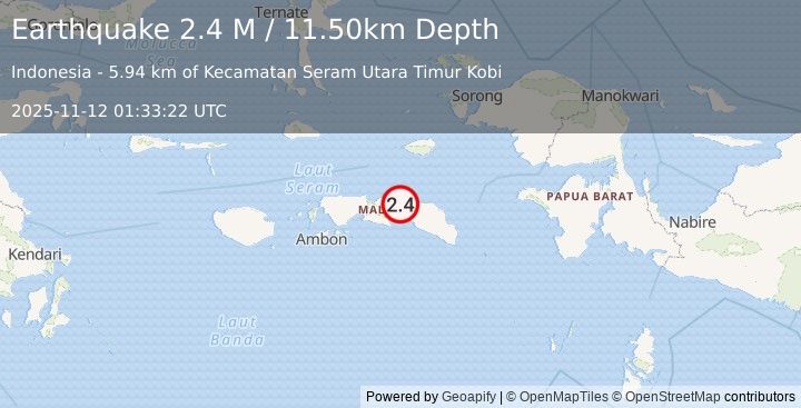 Earthquake Seram, Indonesia (2.4 M) (2025-11-12 01:33:22 UTC)