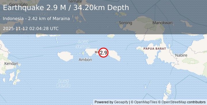 Earthquake Seram, Indonesia (3.0 M) (2025-11-12 02:04:27 UTC)