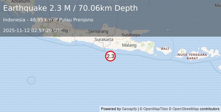 Earthquake Java, Indonesia (2.4 M) (2025-11-12 02:57:24 UTC)