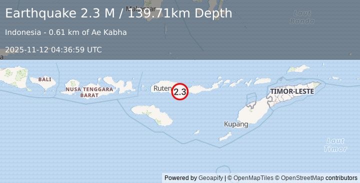 Earthquake Flores Region, Indonesia (2.8 M) (2025-11-12 04:36:57 UTC)