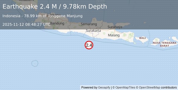 Earthquake Java, Indonesia (2.3 M) (2025-11-12 08:48:26 UTC)