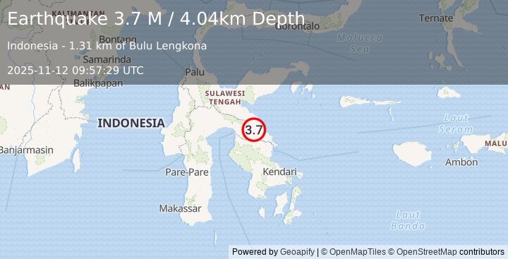 Earthquake Sulawesi, Indonesia (3.5 M) (2025-11-12 09:57:28 UTC)