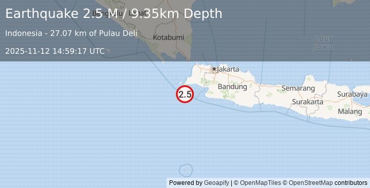 Earthquake Java, Indonesia (2.7 M) (2025-11-12 14:59:18 UTC)