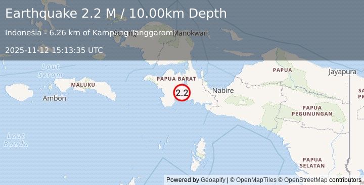 Earthquake West Papua Region, Indonesia (2.4 M) (2025-11-12 15:13:35 UTC)
