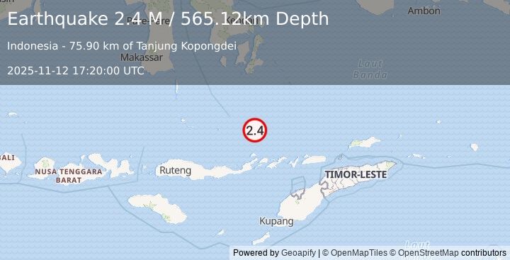 Earthquake Flores Sea (3.1 M) (2025-11-12 17:19:58 UTC)