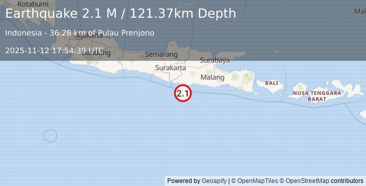 Earthquake Java, Indonesia (2.1 M) (2025-11-12 17:54:39 UTC)