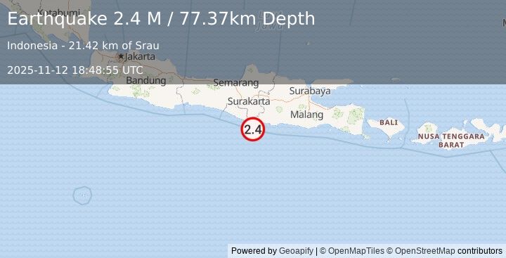 Earthquake Java, Indonesia (2.4 M) (2025-11-12 18:48:55 UTC)