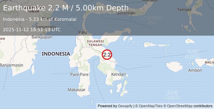 Earthquake Sulawesi, Indonesia (2.4 M) (2025-11-12 18:51:11 UTC)