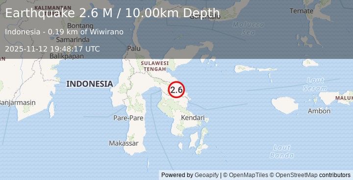 Earthquake Sulawesi, Indonesia (2.4 M) (2025-11-12 19:48:19 UTC)