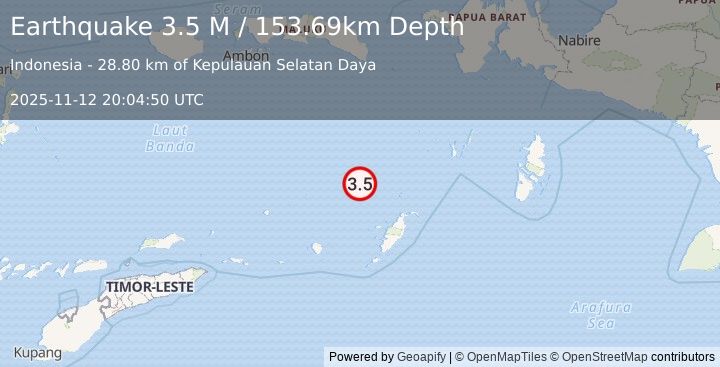 Earthquake Banda Sea (3.8 M) (2025-11-12 20:04:48 UTC)