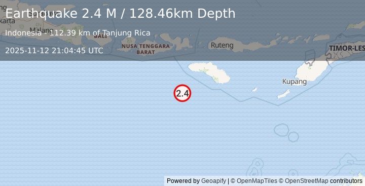 Earthquake South of Sumbawa, Indonesia (2.4 M) (2025-11-12 21:04:45 UTC)