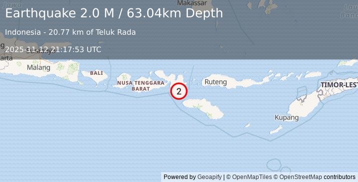 Earthquake Sumbawa Region, Indonesia (2.1 M) (2025-11-12 21:17:53 UTC)