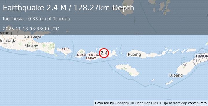 Earthquake Sumbawa Region, Indonesia (2.4 M) (2025-11-13 03:33:00 UTC)