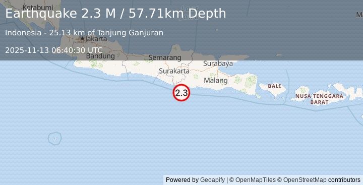 Earthquake Java, Indonesia (2.3 M) (2025-11-13 06:40:32 UTC)