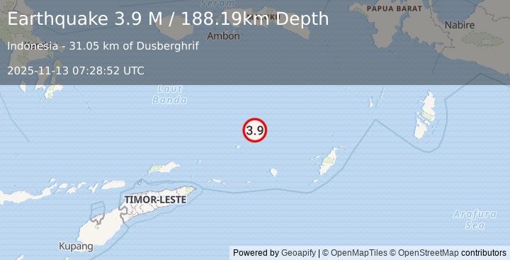 Earthquake Banda Sea (3.9 M) (2025-11-13 07:28:52 UTC)