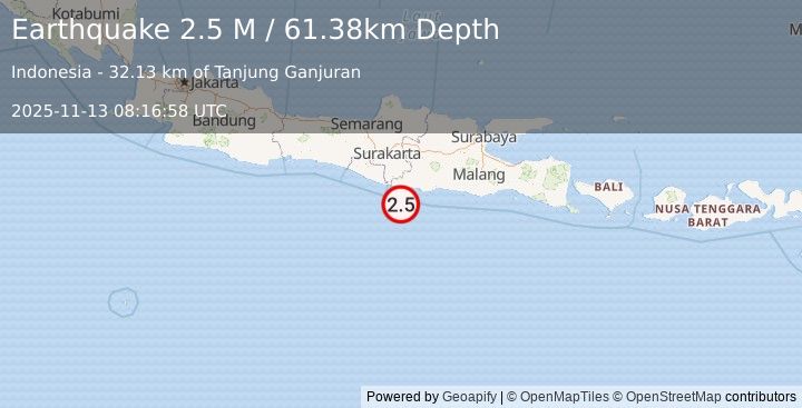 Earthquake Java, Indonesia (2.4 M) (2025-11-13 08:16:59 UTC)