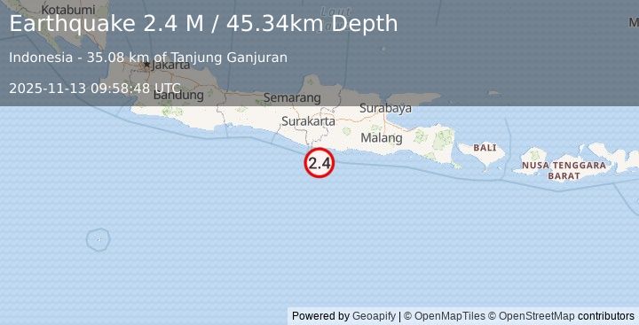 Earthquake Java, Indonesia (2.4 M) (2025-11-13 09:58:49 UTC)