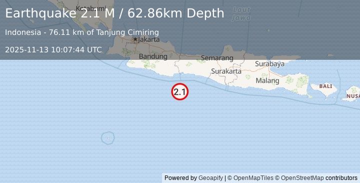 Earthquake Java, Indonesia (2.3 M) (2025-11-13 10:07:45 UTC)