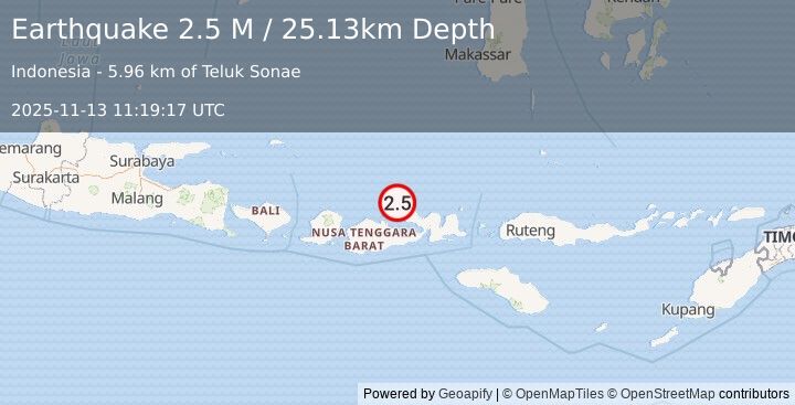 Earthquake Sumbawa Region, Indonesia (2.5 M) (2025-11-13 11:19:17 UTC)