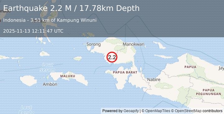 Earthquake West Papua Region, Indonesia (2.0 M) (2025-11-13 12:11:49 UTC)