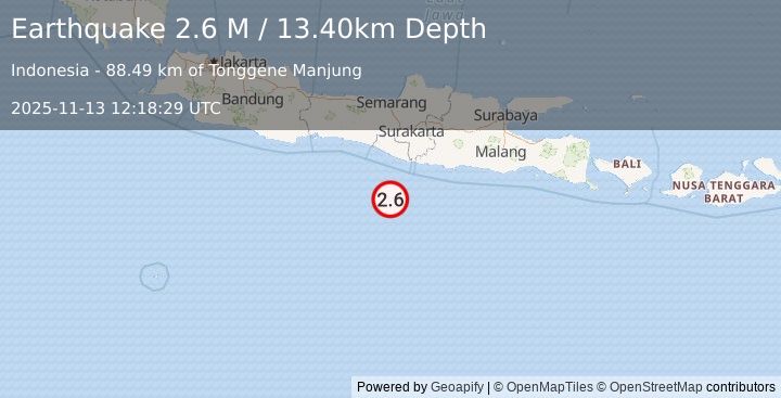 Earthquake Java, Indonesia (2.5 M) (2025-11-13 12:18:27 UTC)