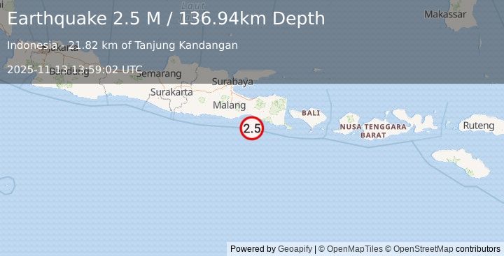 Earthquake Java, Indonesia (2.5 M) (2025-11-13 13:59:02 UTC)