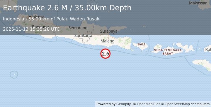 Earthquake Java, Indonesia (2.9 M) (2025-11-13 15:35:28 UTC)