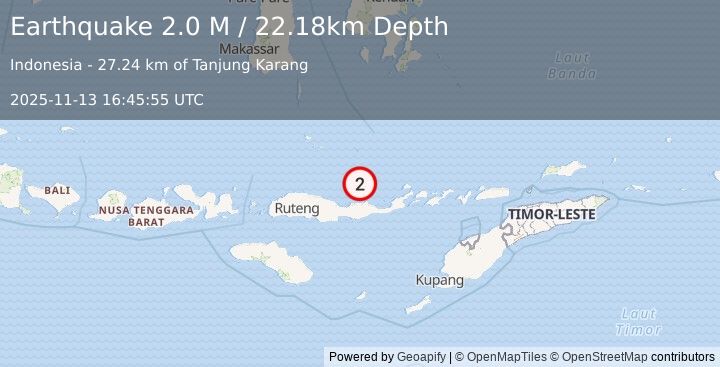 Earthquake Flores Region, Indonesia (2.0 M) (2025-11-13 16:45:55 UTC)