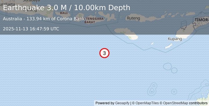 Earthquake Sumbawa Region, Indonesia (3.0 M) (2025-11-13 16:47:59 UTC)