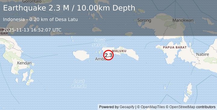 Earthquake Seram, Indonesia (2.3 M) (2025-11-13 16:52:07 UTC)